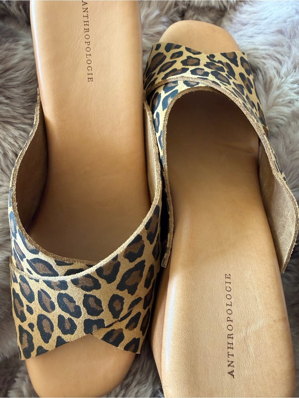 Anthropologie Leopard Print Wood Platform Wedge Sandals - Picture 5 of 7